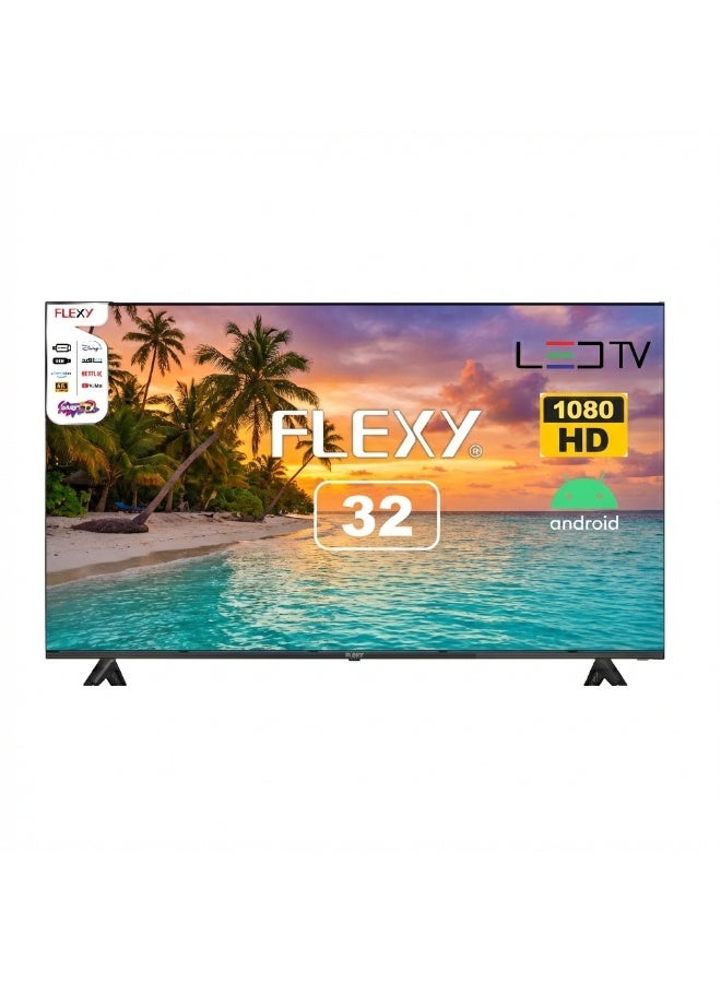 Flexy 32″ Smart LED TV HD Ready Android TV, Netflix & YouTube, Wi-Fi, HDMI & USB, 1GB RAM, 8GB ROM, Free Wall Mount, 2-Year Warranty - Image 1